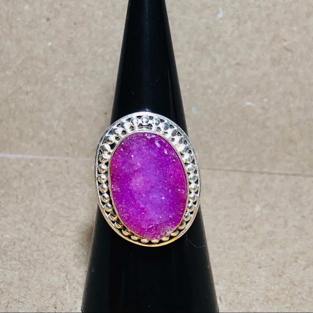 Pink Druzy Ring